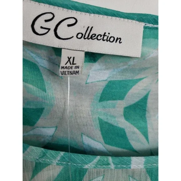 G collection womens green top size XL layered - Picture 2 of 10